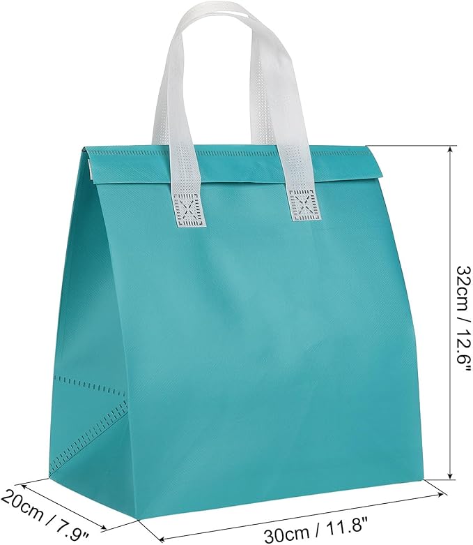 PATIKIL Insulated Take Away Bags 25 Pcs Insulation Cooler Bag Grocery Thermal Bags 11.8 x 7.9 x 12.6 Inch for Hot Cold Frozen Food Delivery Blue