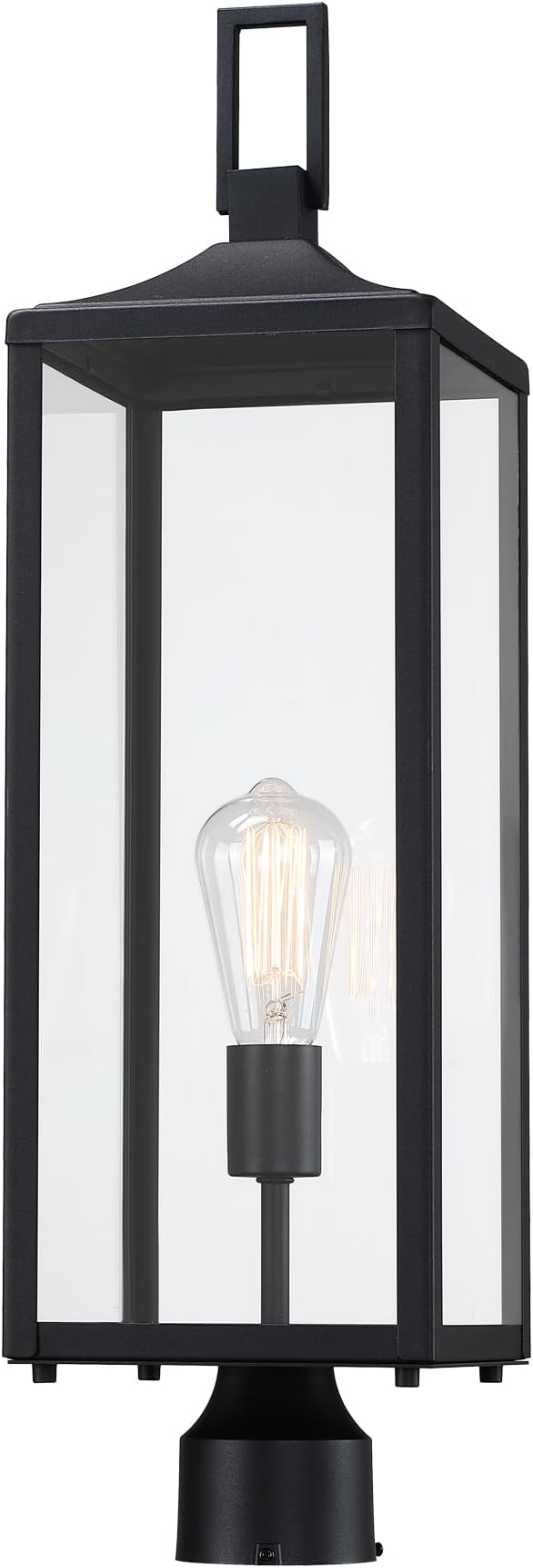 25.6” Hardwired Outdoor Post Lamp for Residential Sidewalk Lamp Post Outdoor Lighting for Exterior Gate Post Pier Mount Lights Large Size Steel and Glass 25.6inch Exterior Pillar Lantern E26