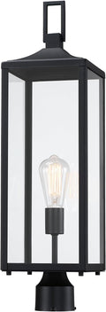 25.6” Hardwired Outdoor Post Lamp for Residential Sidewalk Lamp Post Outdoor Lighting for Exterior Gate Post Pier Mount Lights Large Size Steel and Glass 25.6inch Exterior Pillar Lantern E26