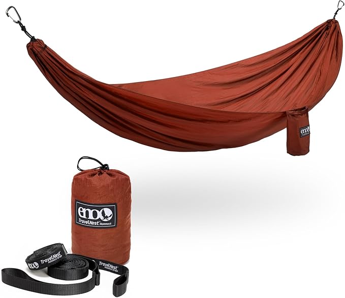 ENO TravelNest Hammock &amp Straps Combo - Portable Hiking and Camping Hammock with Straps Included - Travel Hammock for Camping Hiking Backpacking a Festival or The Beach + Straps Combo - Canyon
