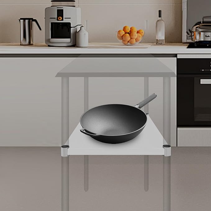 Eapmic Undershelf for Work Tables Adjustable Lower Shelf Stainless Steel Bottom Shelf Add for Commercial Prep Table Restaurant Kitchen Bakery Garage Workshop Use (30.8x18.8in)