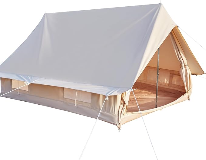 Canvas Cabin Bell Tent for 3-4 Person Waterproof Glamping Yurt Tent Breathable All Seasons Outdoor Camping Tent 6.69*8.2*4.92'