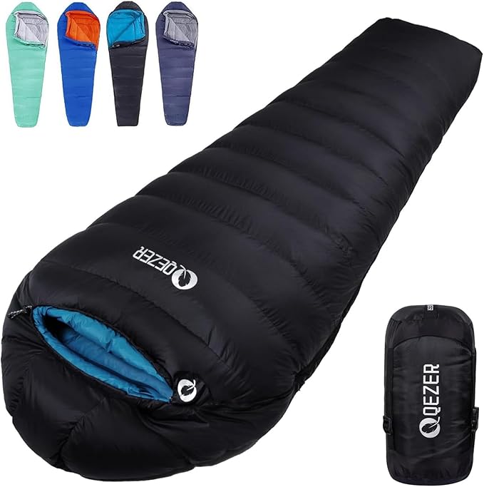 Down Sleeping Bag for Adults 0 Degree Warm Winter Mummy Lightweight Compact Outdoor Sleeping Bag for Camping Backpacking Hiking Cold and Warm Weather with 600 Fill Power Down