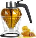 Honey Dispenser Elegant Glass Syrup Pot Drip-Free Honey Jar with Stand Perfect for Pancakes Oils Vinegar Soy Sauce and More