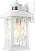 Motion Sensor Outdoor Wall Sconce White Dusk to Dawn Motion Sensor Lighting Smart &amp Waterproof Wall Lights &amp Exterior Light Fixture Porch Lights with Rippled Glass for Garage House