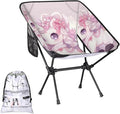 Portable Camping Chair Cartoon Unicorn Ultralight Folding Camping Chair Pink Flowers Backpacking Hiking Chair with Cup Holder for Outdoor Travel Beach Picnic Festival 176 lbs Capacity