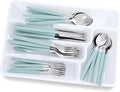 Silverware Set 40-Piece Stainless Steel Spoons and Forks Set with Organizer Color Handles Camping Flatware for 8 Dishwasher Safe（Green)
