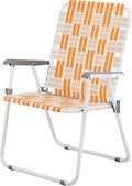 2 Pack Lightweight Folding Chair for AdultsOutdoor Beach Portable Lawn ChairPortable Backpack Foldable Camping ChairFolding Beach Chairwith Armrestsfor Patio Pool Yard Garden (Orange &amp White)