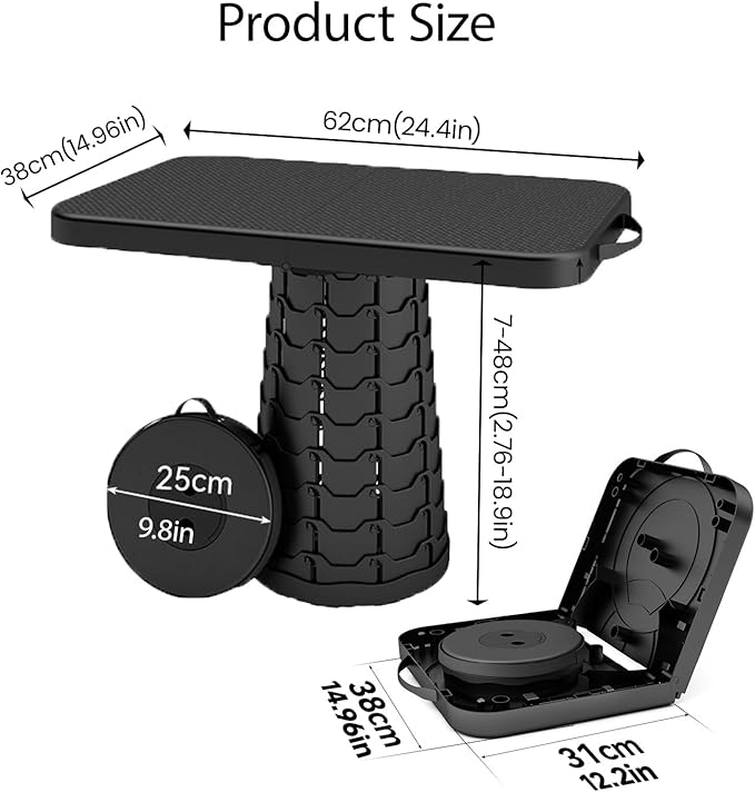 Small Portable Folding Table Ultralight Collapsible Foldable Picnic Table and Stool 2 in 1 for Outdoor Camping BBQ Cooking Festival Beach Home Use