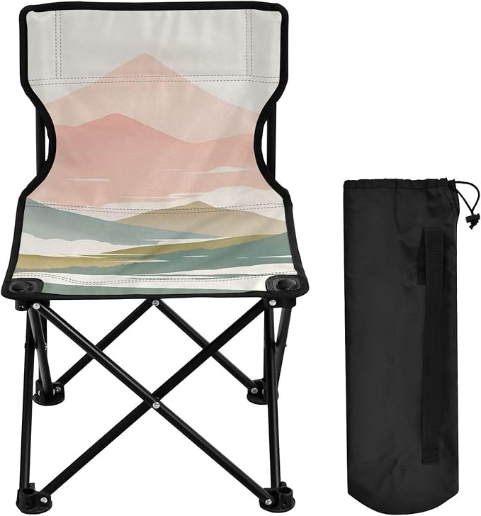 Mountains in Fog Portable Camping Chairs Folding Chair - Durable Oxford Fabric Lightweight Iron Frame Easy Fold Design - Ideal for Outdoor Activities Camping Fishing and Travel