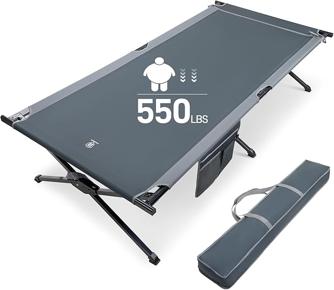 EVER ADVANCED Extra Wide Camping Cot for Adults Oversized XXL Sleeping Cots Folding Cot Bed with Carry Bag 84.3 L x 41.9 W Support to 550 lbs