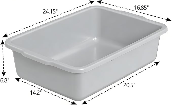 Commercial Bus Tub/Bus Box 35 L Large Tote Box 4 Packs Grey Plastic Storage Wash Basin Tub