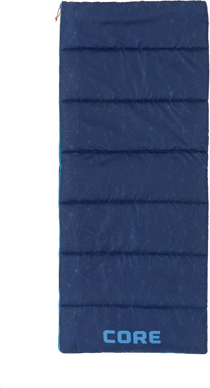 CORE 50 Degree Youth Sleeping Bag | Lightweight &amp Compact for Boys &amp Girls | Perfect for Indoor or Outdoor Use Camping Backpacking Hiking &amp Sleepovers | Ideal for Warm &amp Cooler 3 S