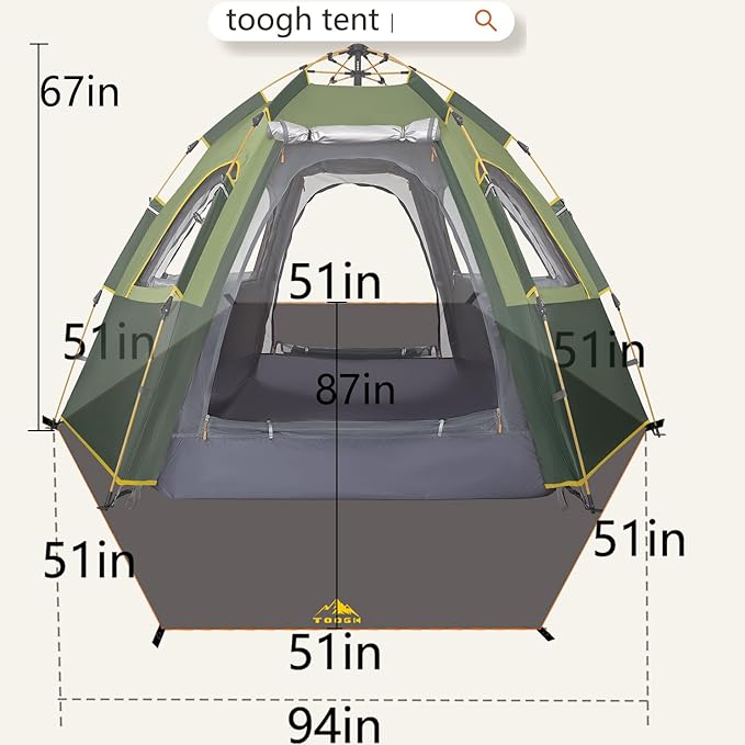 Camping Tent with Instant Setup 2/3 Person Weatherproof Easy Quick Set Up in 60 Seconds with Rainfly Backpack Tent for Family Camping &amp Hiking Upgraded VentilationCenter Height 66-inch