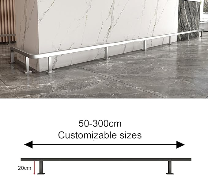 Stainless Steel Wall-Mounted Foot Rail - 170cm Bar Counter with Internal Connector &amp End Caps - Ideal for Kitchen Balcony Pub Restaurant - Durable &amp Stylish