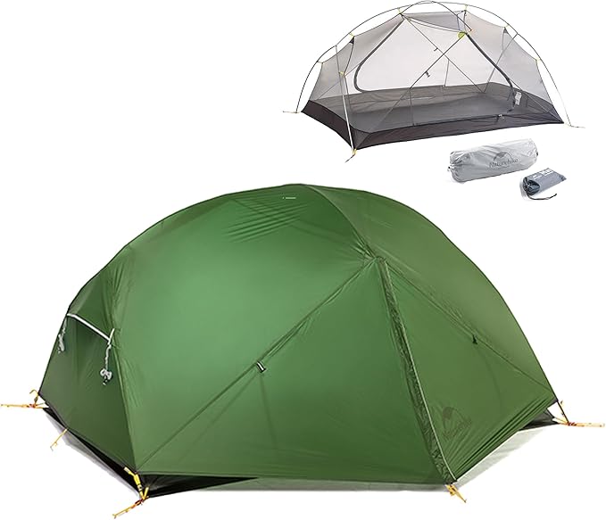 Naturehike Mongar UL Tent [2025 Upgrade] - 1-2 Person Ultralight 3 Season Camping Tent Waterproof One Person Two Person Backpacking Tent for Hiking Cycling Easy Setup