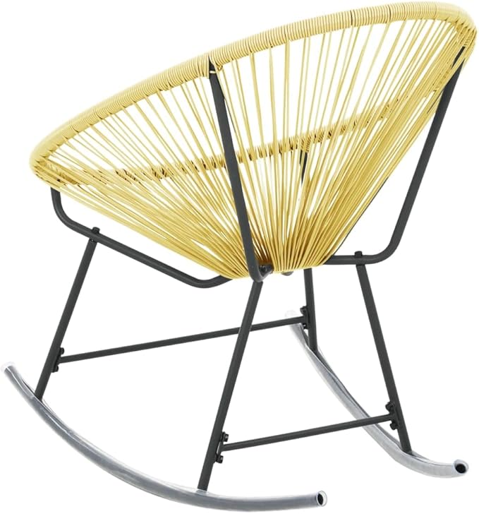Outdoor Acapulco Chair Poly Rattan Beige Patio Lounge Outdoor Furniture Rocking Chair with Powder-Coated Steel Frame for Garden and Patio
