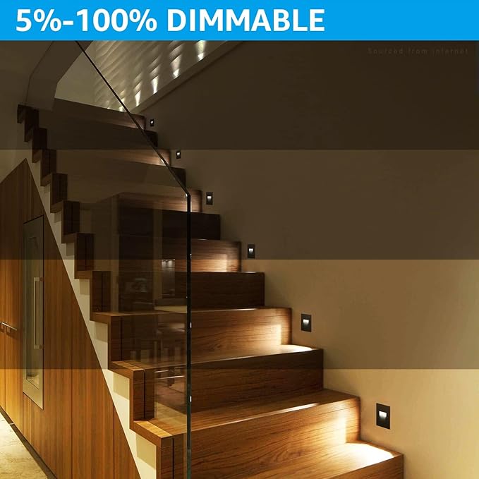 LEONLITE 3CCT 120V LED Step Lights 3.5W 150LM 5%-100% Dimmable Indoor Outdoor Waterproof Vertical Stair Light 3000K/4000K/5000K Selectable CRI90 ETL Aluminum Oil Rubbed Bronze Pack of 6