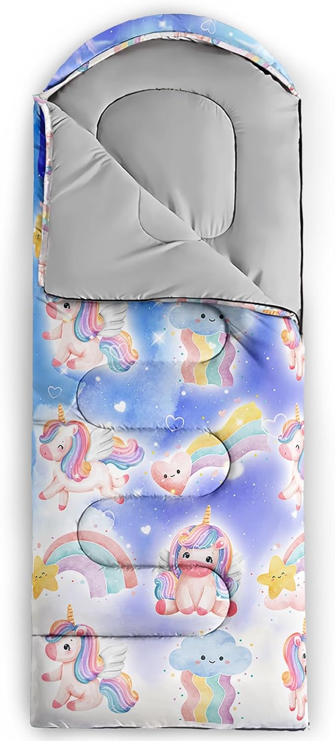 AILONEN Cartoon Camping Sleeping Bag for Boys Girls AdultsLightweight &amp Waterproof3 Season Warm &amp Cold WeatherPortablePrinted Sleeping BagTravelingCampingHiking