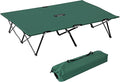 Outsunny 2 Person Folding Camping Cot for Adults 50 Extra Wide Outdoor Portable Sleeping Cot with Carry Bag Elevated Camping Bed Beach Hiking Green
