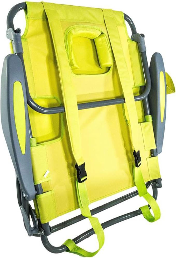 Ostrich the Heavy-Duty Backpacker Portable Beach Chair w/Face Hole Adjustable Lounge Chair w/Face Opening Cup Holder &amp 325lb Capacity Lime Green