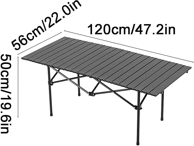 Carbon Steel Camping Table Portable Table Ultralight Multifunctional Picnic Table Folding Table(Large Black)