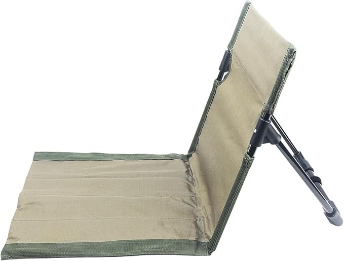 Outdoor Camping BackrestLightweight Foldable ChairPark Leisure backrestBeach Portable Single Lazy ChairAluminum Lazy Comfortable Backrest (Olive Green)