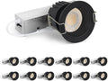 Adetu 2 Inch 5CCT Black Anti-Glare LED Downlight with Junction Box 2700K/3000K/4000K/5000K Selectable CRI90+ 8W COB 840LM IP65 Waterproof Dimmable-ETL and Energy Star Certified (Black12 Pack)