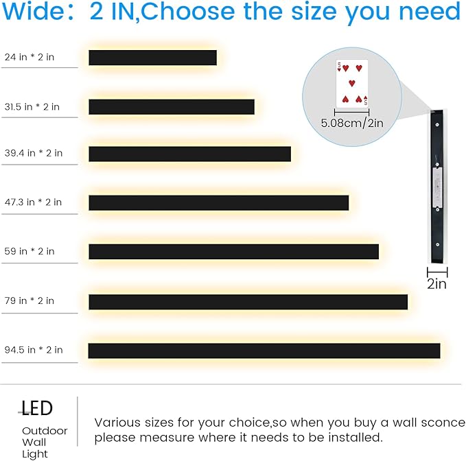 Modern Outdoor Lights - 47.3inch Outdoor Exterior Linear Sconce Black Patio Wall Light Fixtures Long Strip Wall Lights Fixture Outside for Garage House