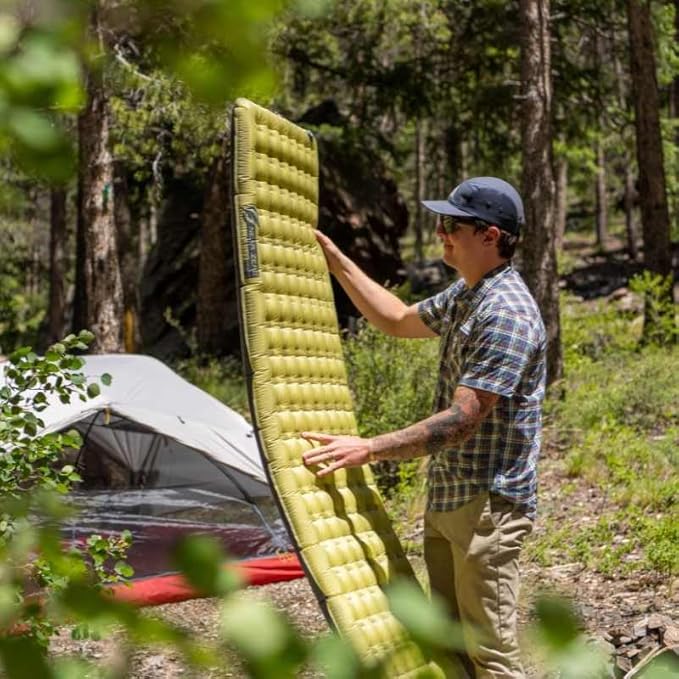 NEAR ZERO Blow Up Mattress for Camping Gear - Inflatable Sleeping Pad with R-Value of 3.7 Dual-Plated Aluminum Soft and Noise-Free Sleep Reliable Valve Sleeping Mattress for Camping Tent.