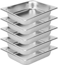 5 Pack 1/2 Size 2.6 Inch Deep Steam Table Pan Silver 201 Stainless Steel Chafing Pan Half Size Hotel Steam Pans for Weddings Parties Restaurants Cafeterias and Hotels