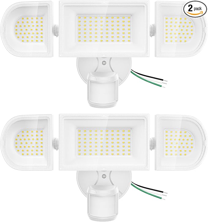 150W Motion Sensor Lights Outdoor for Outside 15000LM LED Flood Lights Outdoor Wired Dusk to Dawn Exterior Security Floodlight Fixture Waterproof IP65 Outdoor Lighting for House Garage 2 Pack