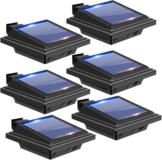 Gutter Solar Patio Decor Lights 40 LED Deck Outdoor Waterproof Fence for Wall Backyard Porch Pool Step Stairs Yard Garden Pathway (6 Pack-Black Cool White)