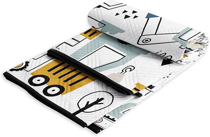 Outdoor Picnic Blanket Portable Ultrasonic Waterproof Picnic Mat Truck Excavator Printed Camping Beach Mat for Sand and Wet Grass Hiking (Truck Excavator L)