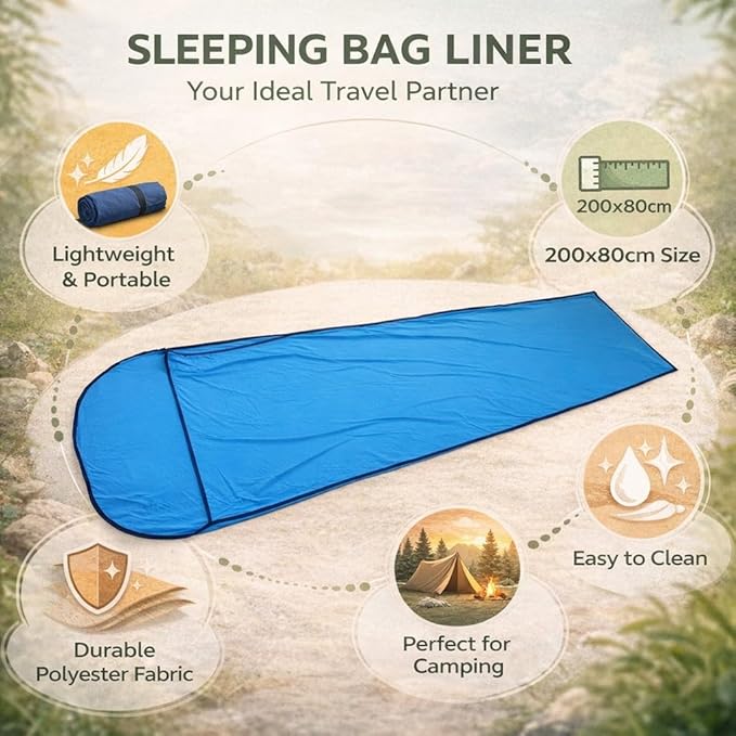 Sleeping Bag Liner Ultralight Polyester Fleece 78.7x31.5in - Soft Comfort Multifunctional Use Ideal for Camping and Travel