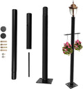 8FT Outdoor Lamp Post Split Street Light Pole with Cross Arm Base Mount Lighting Post Fixtures for Pathway Courtyard Parking Lot Fits Standard 3 Post Top Fixtures (8FT 76mm Base Mount)
