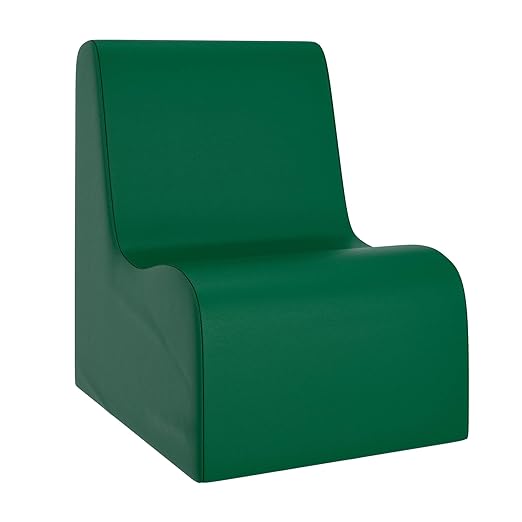 Children's Factory Contour Chair Mix-and-Match Classroom Seating Foam-Filled and Water-Resistant Flexible Seating for Classroom Elementary Size Medium Green