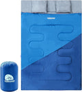 Double Sleeping Bag for Adults Kids - Lightweight 2 Person Sleeping Bag with Pillow Queen Size Waterproof Camping Sack Two Person for Girls Boys Youths Teens Compact for Cold Weather &amp Warm