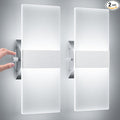 ChangM Modern Wall Sconces Set of Two 12W Acrylic Led Wall Light Equipped with a Rotary Switch to Adjust Brightness 10%-100% Indoor Wall Mounted Lights Hardwired 6000K Cool White