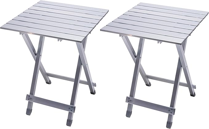 SUNNYFEEL Folding Camping Table - Lightweight Aluminum Portable Picnic Table 18.5x18.5x24.5 Inch for Cooking Beach Hiking Travel Fishing BBQ Indoor Outdoor Small Foldable Camp Tables