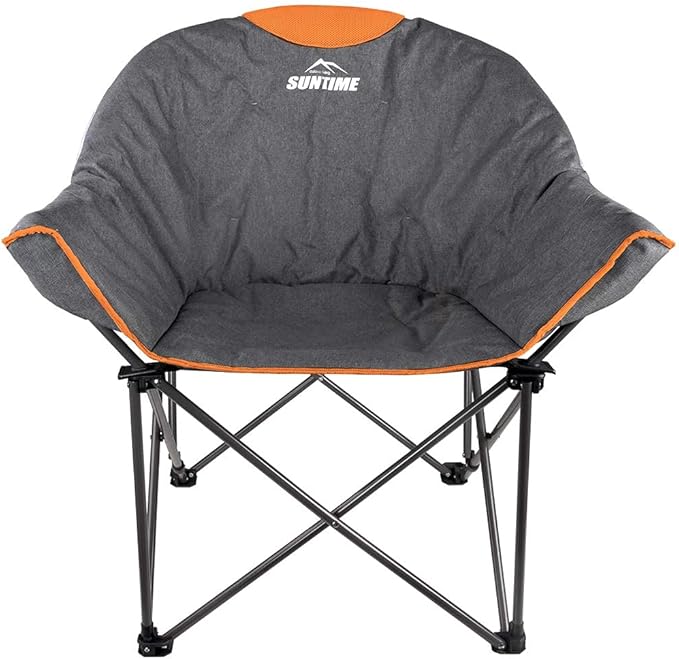 Suntime Sofa Chair Oversize Padded Moon Leisure Portable Stable Comfortable Folding Chair for Camping Hiking Carry Bag(2 Pack)
