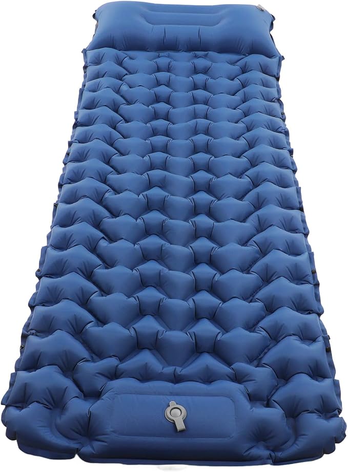 Camping Sleeping Pad Inflatable Double Mattress Lightweight Moistureproof Sleeping Mat with Built in Foot Pump Portable Camping Mat for Outdoor Hiking Backpacking Includes