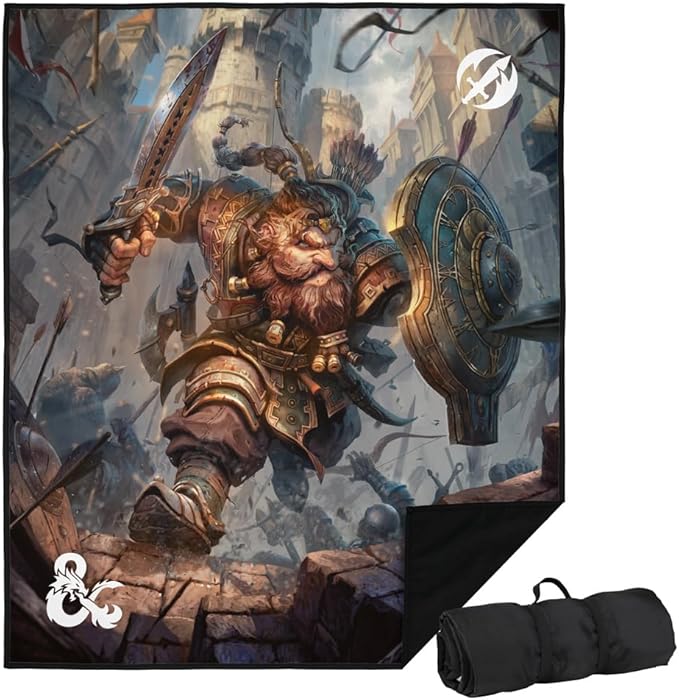 LOGOVISION Dungeons and Dragons Blanket 50x60 2024 Fighter Picnic Outdoor Foldable Blanket for Picnic Beach Camping Park Tailgate