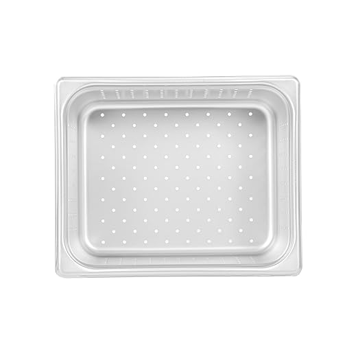 Restaurantware Steam Table Pan 1 Pack of Half Size Stainless Steel Perforated Hotel Pan Anti-Jam 6 Inch Deep Silver Commercial Kitchen Pan 24 Gauge