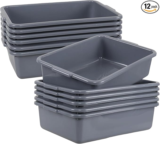 13 Liters Commercial Bus Tubs Box Gray Plastic Bus Tubs Restaurant 12 Packs