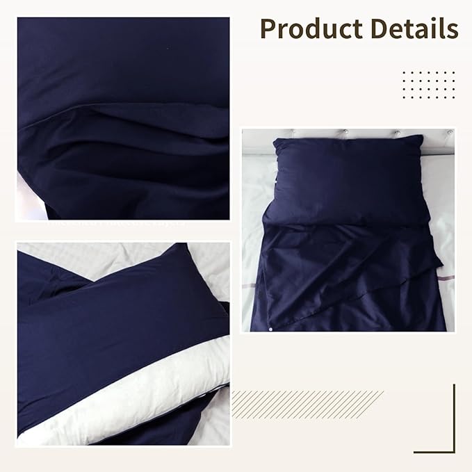 45 X 83 Inch Soft Sleeping Bag Liner XL Travel Sheet for Adults Navy Blue Washable with Storage Bag