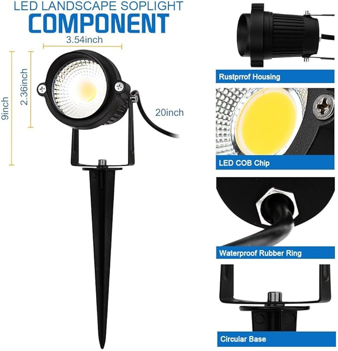 EAGLOD 5W Spot Lights Outdoor 5000K Daylight White Flag Pole Light 12V~24V AC/DC LED Landscape Spotlights Waterproof Low Voltage Landscape Lighting for Yar (8)