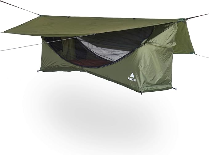 Haven Tents Lay Flat Hammock Tent - Waterproof Camping Hammock with Mosquito Net Insulated Pad and Rainfly - Haven Tent Haven XL Haven Safari