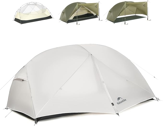 Naturehike 2025 Mongar Pro/Base Camping Tent 1-3 Person Ultralight Backpacking Tent 20D Nylon 3 Season Waterproof Mongar 2 Person Hiking Tent for Backpacker Trip Solo Camping