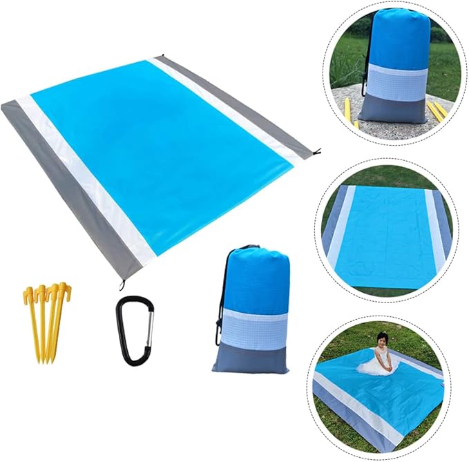 1Set Picnic Mat Portable Beach Blanket Camping Mat Easy to Clean Lightweight Durable TPU Coating for Outdoor Use Grey